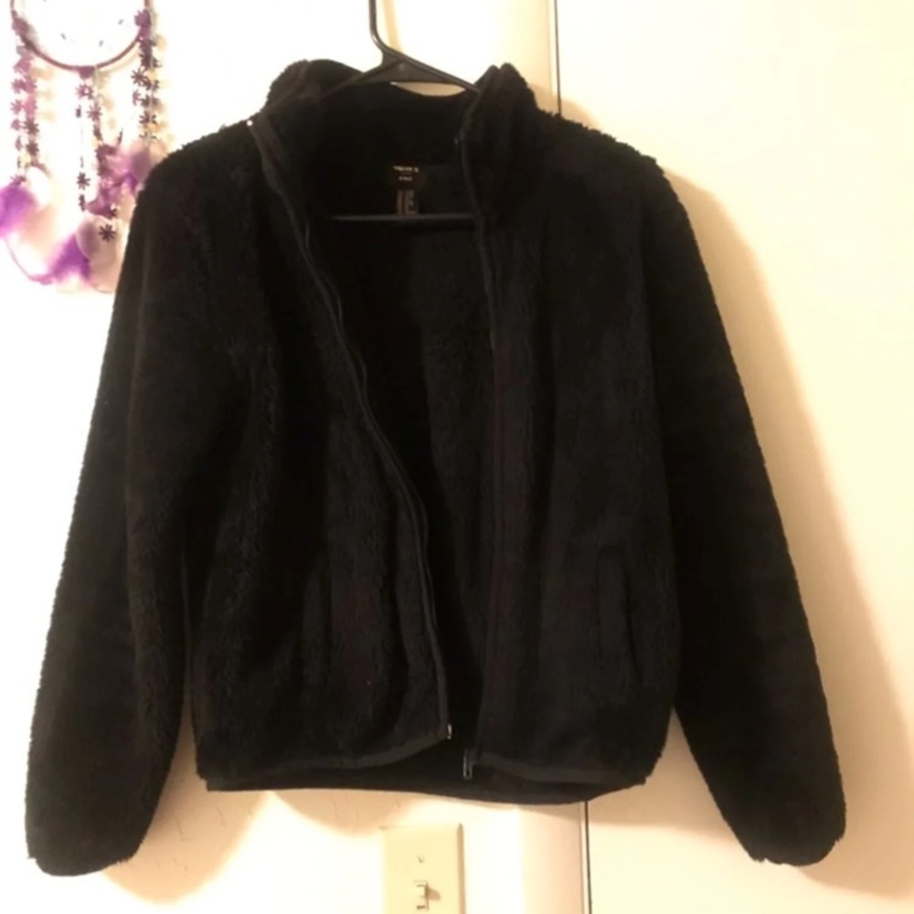 Black furry jacket